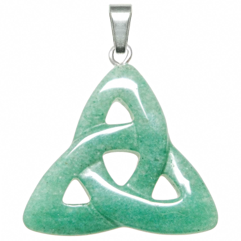 Pendentif noeud de la trinité celtique en aventurine verte