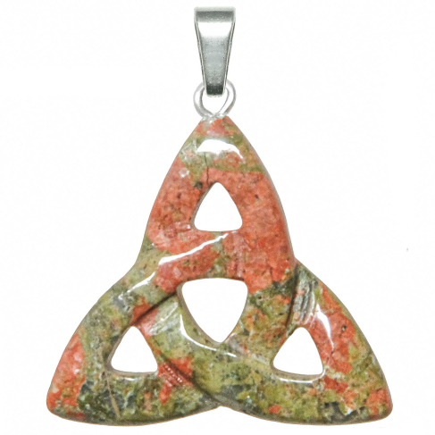 Pendentif noeud de la trinité celtique en unakite