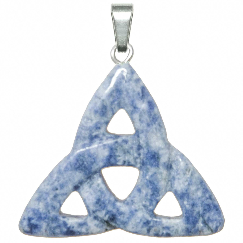 Pendentif noeud de la trinité celtique en jaspe bleu