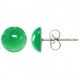 Boucles d'oreilles puces avec cabochon rond en onyx vert