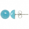 Boucles d'oreilles puces avec cabochon rond en jade teinté bleu