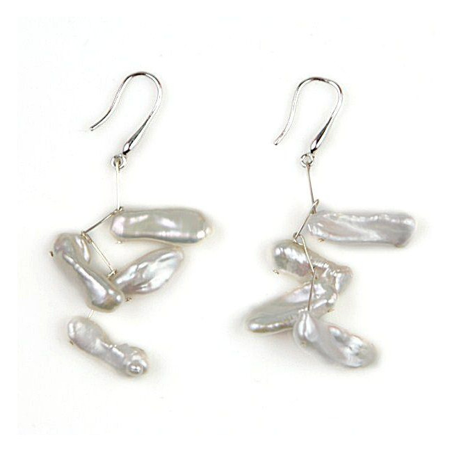 Boucles d'oreilles nacrées en perles keshi argent 925