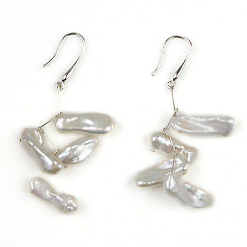 Boucles d'oreilles nacrées en perles keshi argent 925