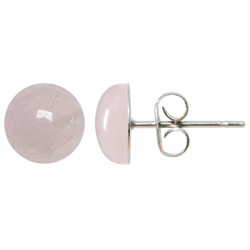 copy ofBoucles d'oreilles puces avec cabochon rond en quartz rose