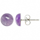 Boucles d'oreilles puces avec cabochon rond en améthyste