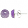 Boucles d'oreilles puces avec cabochon rond en améthyste