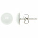 Boucles d'oreilles puces avec cabochon rond en jade blanc
