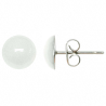 Boucles d'oreilles puces avec cabochon rond en jade blanc