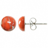 Boucles d'oreilles puces avec cabochon rond en jaspe rouge