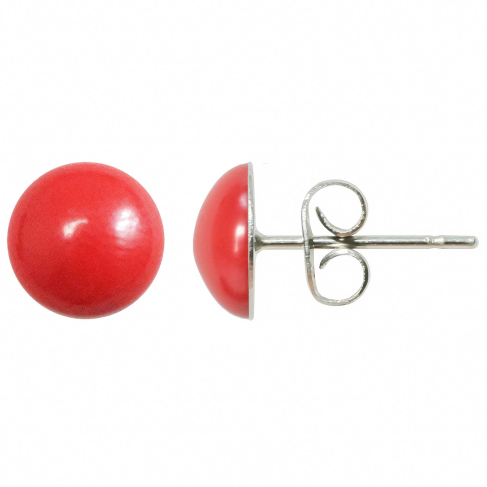 Boucles d'oreilles puces avec cabochon rond en bambou des mers