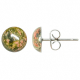 Boucles d'oreilles puces avec cabochon rond en unakite