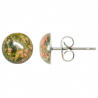 Boucles d'oreilles puces avec cabochon rond en unakite