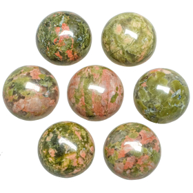 Boucles d'oreilles puces avec cabochon rond en unakite