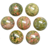 Boucles d'oreilles puces avec cabochon rond en unakite