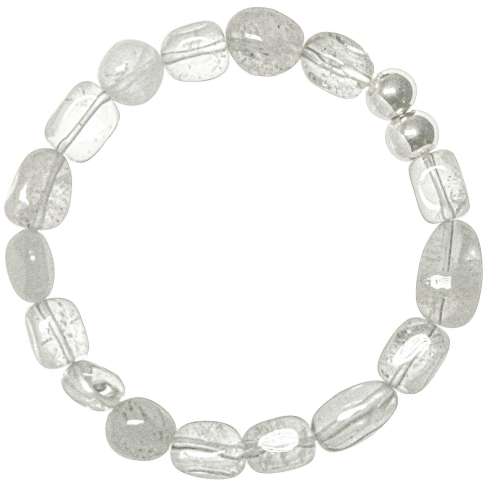 Bracelet en cristal de roche - Perles roulées 8 à 12 mm