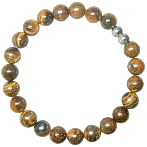 Bracelet en oeil de tigre - Perles rondes 8 mm