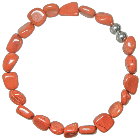 Bracelet en jaspe rouge - Perles pierres roulées 7 à 10 mm