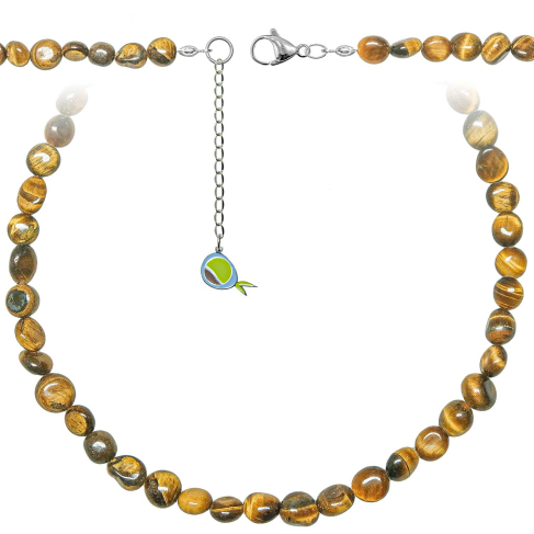 Collier en oeil de tigre - Perles roulées 8 à 10 mm - 60 cm