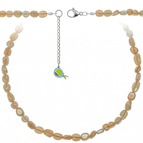 Collier en pierre de soleil - Perles roulées 5 à 8 mm - 90 cm