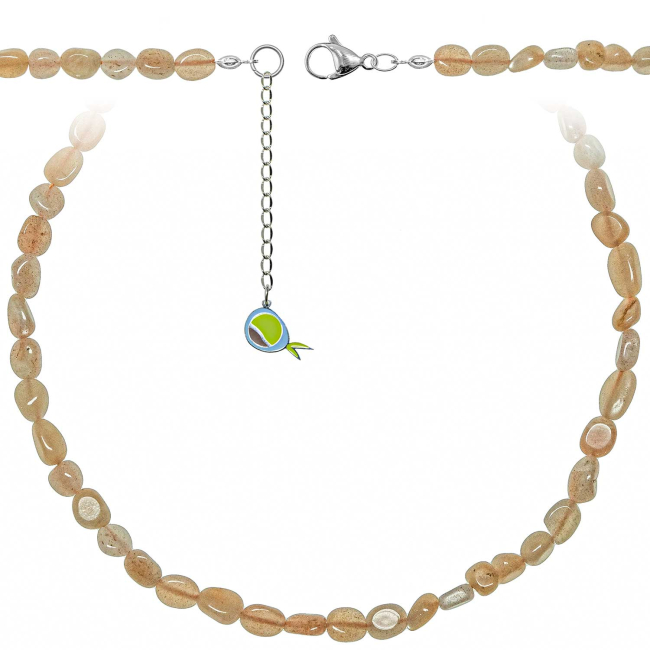Collier en pierre de soleil - Perles roulées 5 à 8 mm - 90 cm