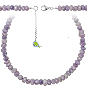 Collier en lépidolite - Perles roulées 5 à 8 mm - 90 cm