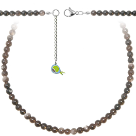 Collier en obsidienne argentée - Perles rondes 6 mm - 43 cm
