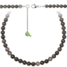 Collier en obsidienne argentée - Perles rondes 8 mm - 90 cm