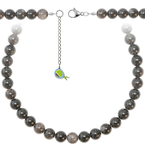 Collier en obsidienne argentée - Perles rondes 10 mm - 50 cm
