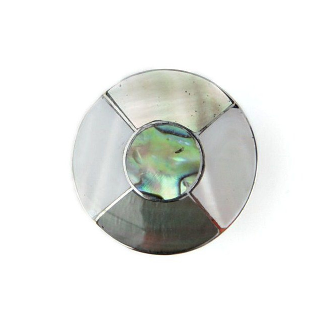 Bague métal argenté et nacre - Taille réglable