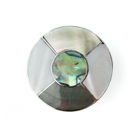 Bague métal argenté et nacre - Taille réglable