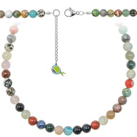 Collier en pierres du monde - Perles rondes 8 mm - 43 cm