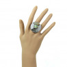 Bague métal argenté et nacre - Taille réglable