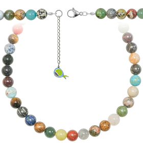 Collier en pierres du monde - Perles rondes 10 mm - 43 cm