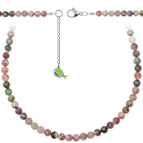Collier en tourmaline multicolore - Perles rondes 6 mm - 50 cm