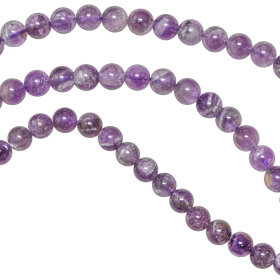 Collier en améthyste à chevron - Perles rondes 6 mm - 38 cm