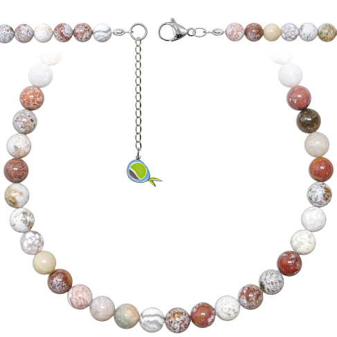 Collier en jaspe océan - Perles rondes 8 mm - 60 cm