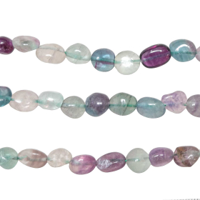 Collier en fluorite multicolore - Perles roulées 8 à 12 mm - 38 cm