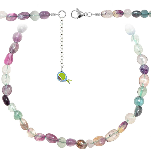 Collier en fluorite multicolore - Perles roulées 8 à 12 mm - 60 cm