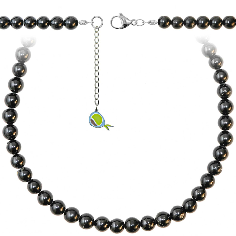 Collier en spinelle noir - Perles rondes 8 mm - 43 cm