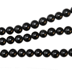 Collier en spinelle noir - Perles rondes 8 mm - 50 cm