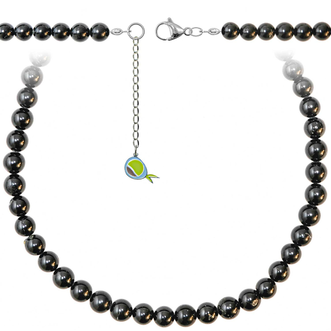 Collier en spinelle noir - Perles rondes 8 mm - 90 cm