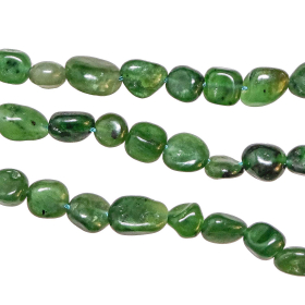 Collier en jaspe vert - Perles roulées 8 à 12 mm - 38 cm