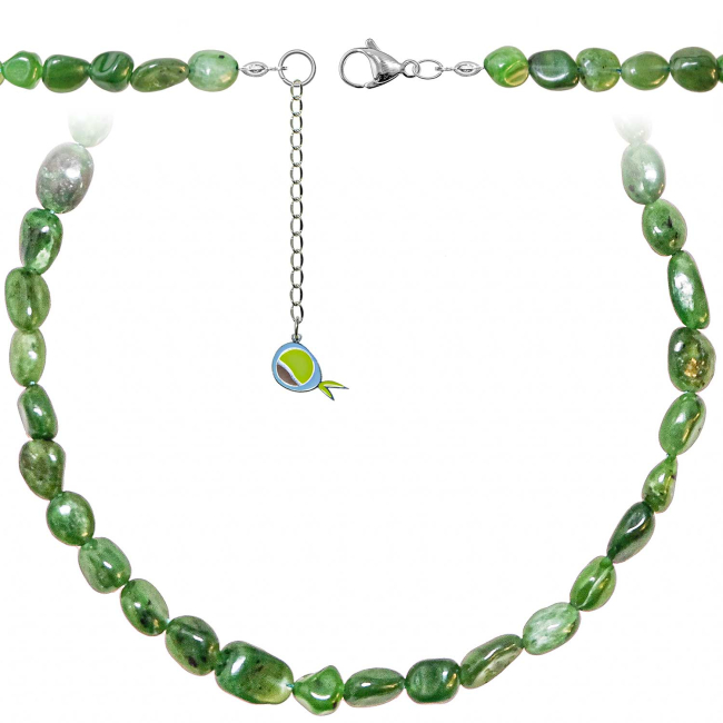 Collier en jaspe vert - Perles roulées 8 à 12 mm - 38 cm