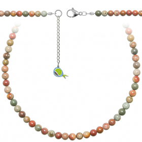 Collier en jaspe polychrome - Perles rondes 6 mm - 60 cm
