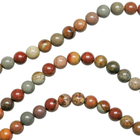 Collier en jaspe polychrome - Perles rondes 6 mm - 70 cm