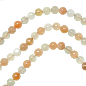 Collier en pierre de lune orangée - Perles rondes 6 mm - 43 cm