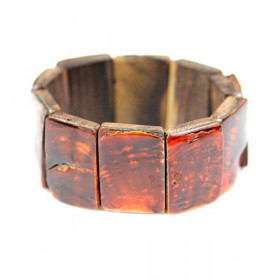 Bracelet élastiqué carrés de nacre orange