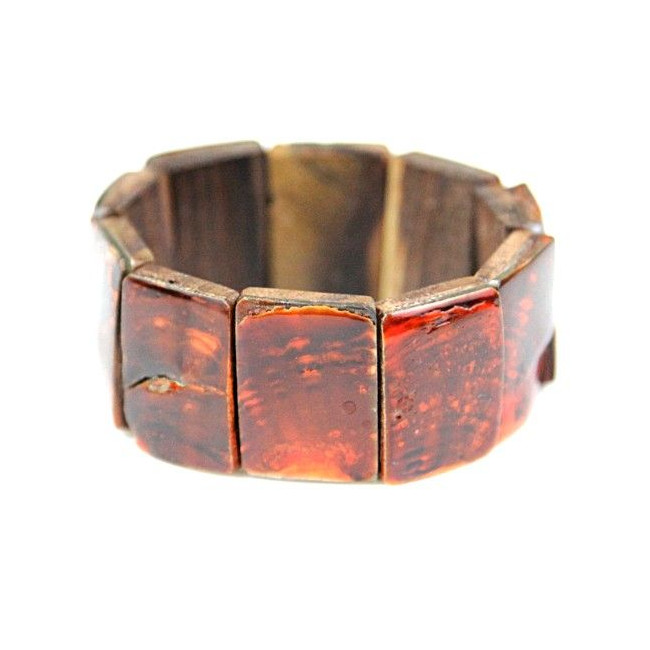 Bracelet élastiqué carrés de nacre orange