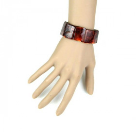 Bracelet élastiqué carrés de nacre orange