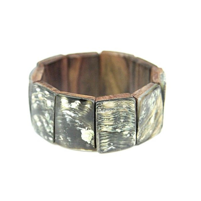 Bracelet élastiqué carrés de nacre verte